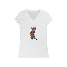 Load image into Gallery viewer, Lefty Cattle Dog High Five Women&#39;s Jersey Short Sleeve V-Neck Tee