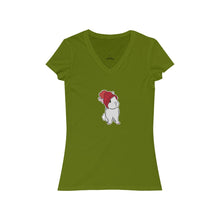 Load image into Gallery viewer, Winter Bunny Women's Jersey Short Sleeve V-Neck Tee