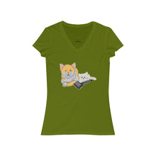 Load image into Gallery viewer, Annoyed Cat Clone Women&#39;s Jersey Short Sleeve V-Neck Tee