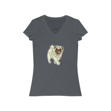 Load image into Gallery viewer, Pug Dog Women's Jersey Short Sleeve V-Neck Tee