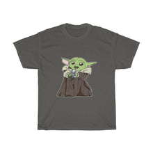 Load image into Gallery viewer, Baby Yoda with Mandalorian Skull Unisex Heavy Cotton Gildan Tee