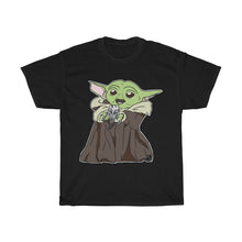 Load image into Gallery viewer, Baby Yoda with Mandalorian Skull Unisex Heavy Cotton Gildan Tee