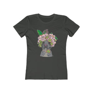 Pretty Pittie with Flower Crown Women's The Boyfriend Tee