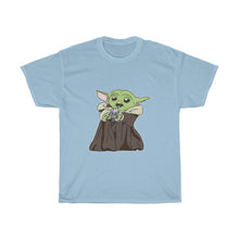 Load image into Gallery viewer, Baby Yoda with Mandalorian Skull Unisex Heavy Cotton Gildan Tee