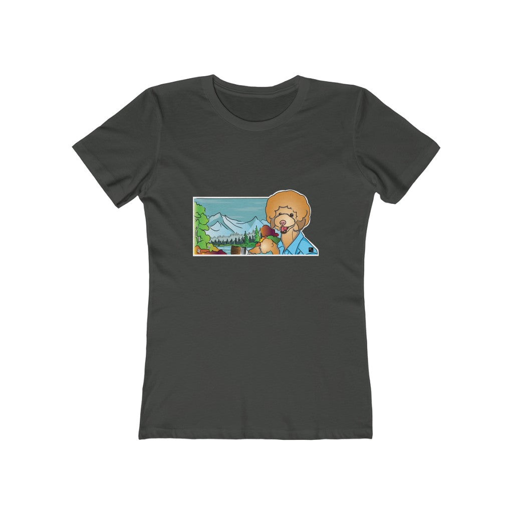 Bob Ross Poodle Painter Women's The Boyfriend Tee