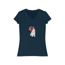Load image into Gallery viewer, Winter Bunny Women's Jersey Short Sleeve V-Neck Tee