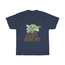 Load image into Gallery viewer, Baby Yoda with Mandalorian Skull Unisex Heavy Cotton Gildan Tee