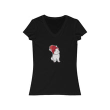 Load image into Gallery viewer, Winter Bunny Women's Jersey Short Sleeve V-Neck Tee