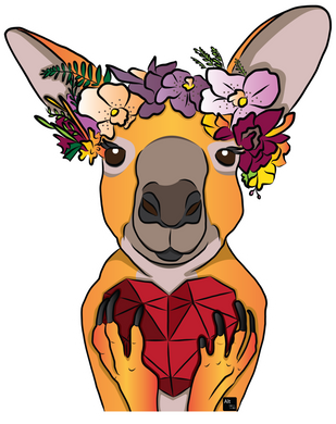Kangaroo Heart Sticker