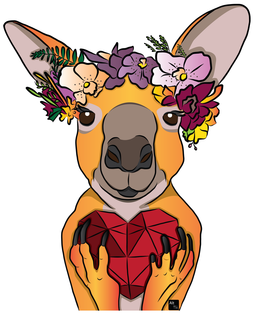 Kangaroo Heart Sticker