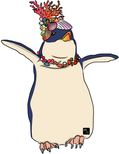 Blue Penguin Coral Crown Sticker