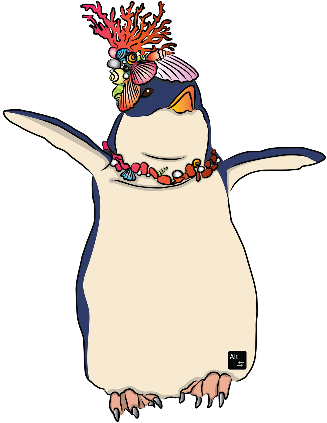 Blue Penguin Coral Crown Sticker