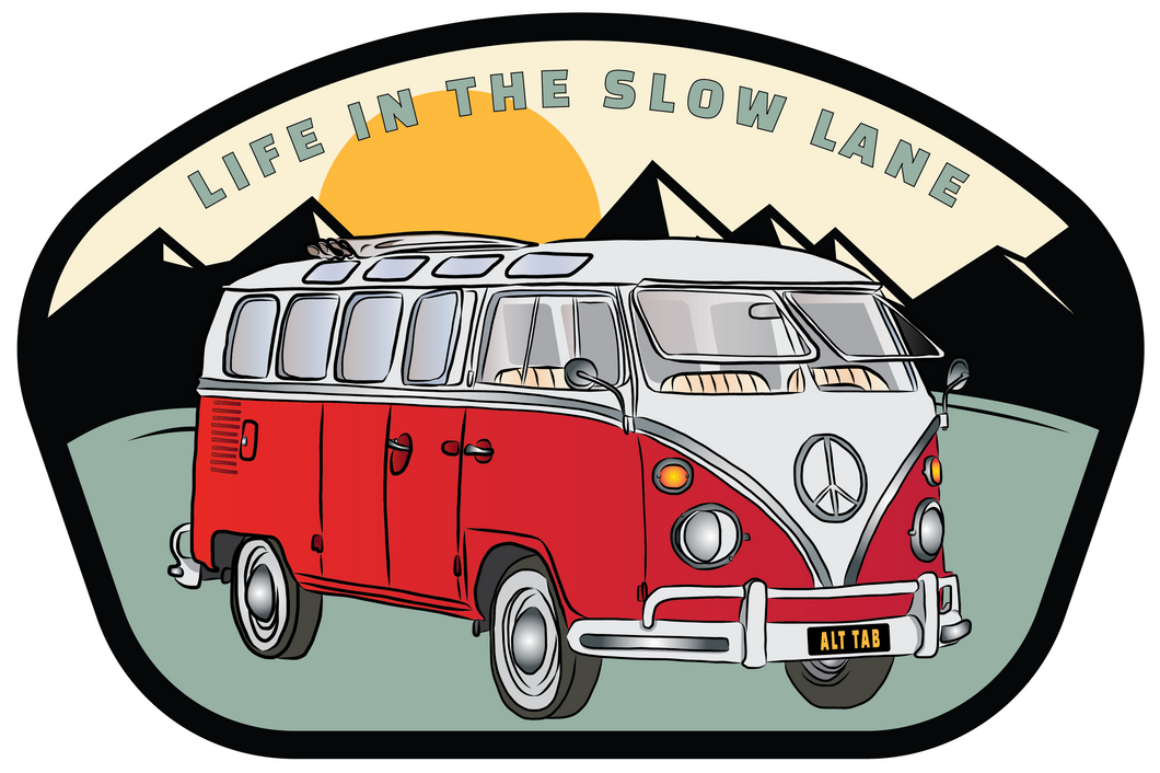 VW Samba Life in Slow Lane Sticker