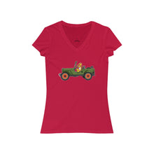 Load image into Gallery viewer, Eugene Jeep in a Jeep Women&#39;s Jersey Short Sleeve V-Neck Tee