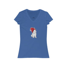 Load image into Gallery viewer, Winter Bunny Women's Jersey Short Sleeve V-Neck Tee