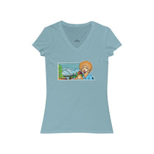 Load image into Gallery viewer, Bob Ross Poodle Painter Women&#39;s Jersey Short Sleeve V-Neck Tee