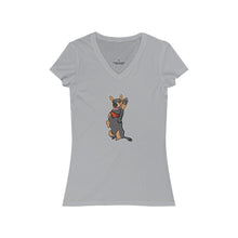 Load image into Gallery viewer, Lefty Cattle Dog High Five Women&#39;s Jersey Short Sleeve V-Neck Tee