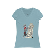 Load image into Gallery viewer, Italian Greyhound Tourist Women&#39;s Jersey Short Sleeve V-Neck Tee