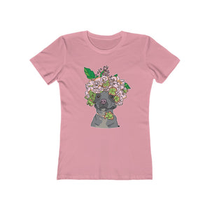 Pretty Pittie with Flower Crown Women's The Boyfriend Tee