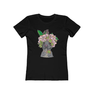 Pretty Pittie with Flower Crown Women's The Boyfriend Tee