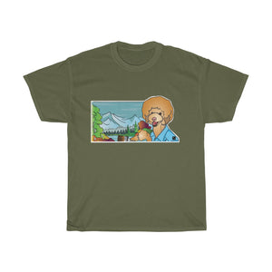 Bob Ross Poodle Painter Unisex Heavy Cotton Gildan Tee