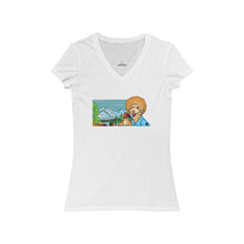 Load image into Gallery viewer, Bob Ross Poodle Painter Women&#39;s Jersey Short Sleeve V-Neck Tee