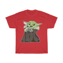 Load image into Gallery viewer, Baby Yoda with Mandalorian Skull Unisex Heavy Cotton Gildan Tee