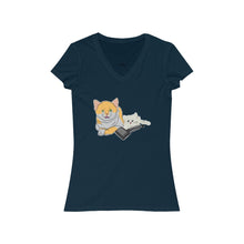 Load image into Gallery viewer, Annoyed Cat Clone Women&#39;s Jersey Short Sleeve V-Neck Tee