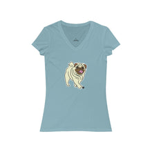 Load image into Gallery viewer, Pug Dog Women's Jersey Short Sleeve V-Neck Tee