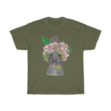 Load image into Gallery viewer, Pretty Pittie with Flower Crown Unisex Heavy Cotton Gildan Tee