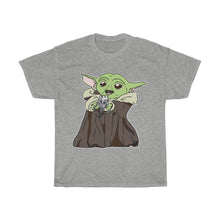 Load image into Gallery viewer, Baby Yoda with Mandalorian Skull Unisex Heavy Cotton Gildan Tee