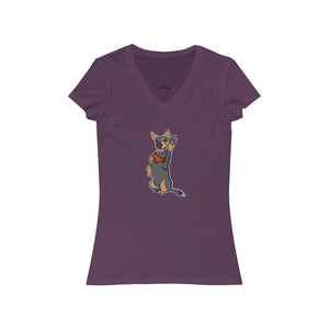 Lefty Cattle Dog High Five Women's Jersey Short Sleeve V-Neck Tee