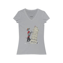 Load image into Gallery viewer, Italian Greyhound Tourist Women&#39;s Jersey Short Sleeve V-Neck Tee