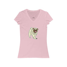 Load image into Gallery viewer, Pug Dog Women's Jersey Short Sleeve V-Neck Tee