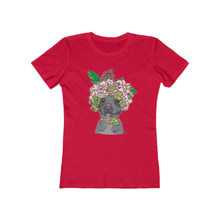 Load image into Gallery viewer, Pretty Pittie with Flower Crown Women&#39;s The Boyfriend Tee