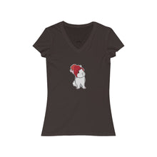 Load image into Gallery viewer, Winter Bunny Women's Jersey Short Sleeve V-Neck Tee