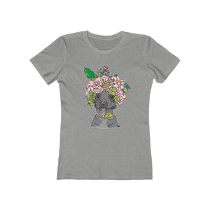 Pretty Pittie with Flower Crown Women's The Boyfriend Tee