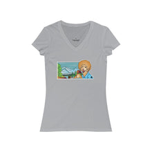 Load image into Gallery viewer, Bob Ross Poodle Painter Women&#39;s Jersey Short Sleeve V-Neck Tee