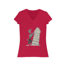 Load image into Gallery viewer, Italian Greyhound Tourist Women&#39;s Jersey Short Sleeve V-Neck Tee