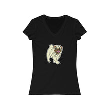 Load image into Gallery viewer, Pug Dog Women's Jersey Short Sleeve V-Neck Tee