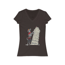 Load image into Gallery viewer, Italian Greyhound Tourist Women&#39;s Jersey Short Sleeve V-Neck Tee