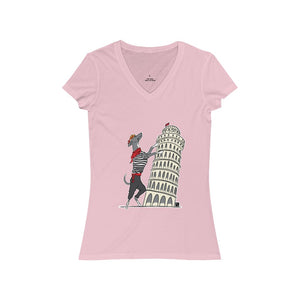 Italian Greyhound Tourist Women's Jersey Short Sleeve V-Neck Tee