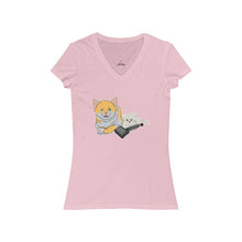 Load image into Gallery viewer, Annoyed Cat Clone Women&#39;s Jersey Short Sleeve V-Neck Tee