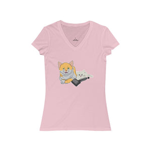 Annoyed Cat Clone Women's Jersey Short Sleeve V-Neck Tee