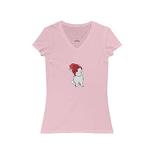 Load image into Gallery viewer, Winter Bunny Women's Jersey Short Sleeve V-Neck Tee