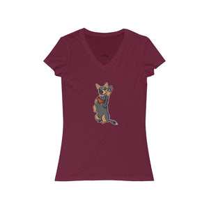 Lefty Cattle Dog High Five Women's Jersey Short Sleeve V-Neck Tee