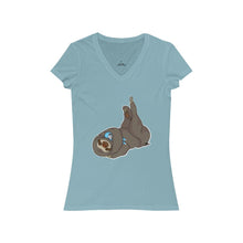 Load image into Gallery viewer, Sleepy Sloth Runtime Error Women&#39;s Jersey Short Sleeve V-Neck Tee