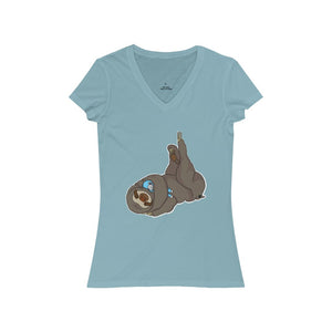 Sleepy Sloth Runtime Error Women's Jersey Short Sleeve V-Neck Tee