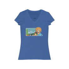 Load image into Gallery viewer, Bob Ross Poodle Painter Women&#39;s Jersey Short Sleeve V-Neck Tee