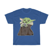 Load image into Gallery viewer, Baby Yoda with Mandalorian Skull Unisex Heavy Cotton Gildan Tee